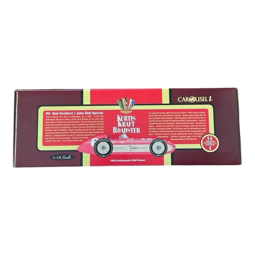 Bob Sweikert #6 1955‎ Indy 500 Winner Kurtis Kraft Roadster 1:18 Scale Die Cast